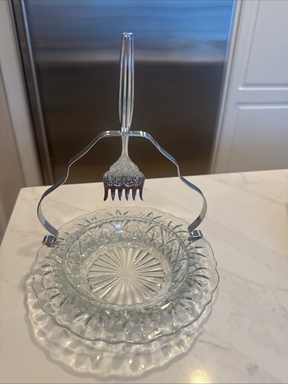 Sheffield England 3 Piece Crystal Seafood Serving Set for Dining New in Box